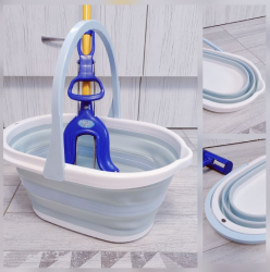 Ведро складное силиконовое с ручкой, 12 литров (туристическое, хозяйственное, для уборки, для рыбалки) / Таз хозяйственный с ручками, Голубой цвет